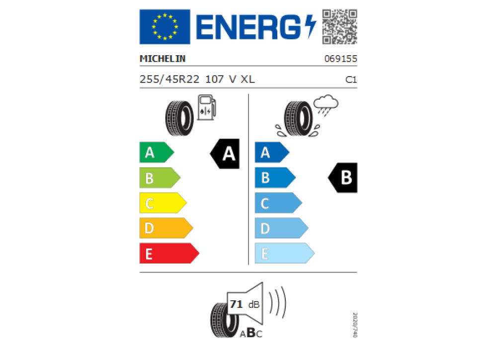 MICHELIN 255/45R22 PILOT SPORT EV 107V ACOUSTIC, EV XL