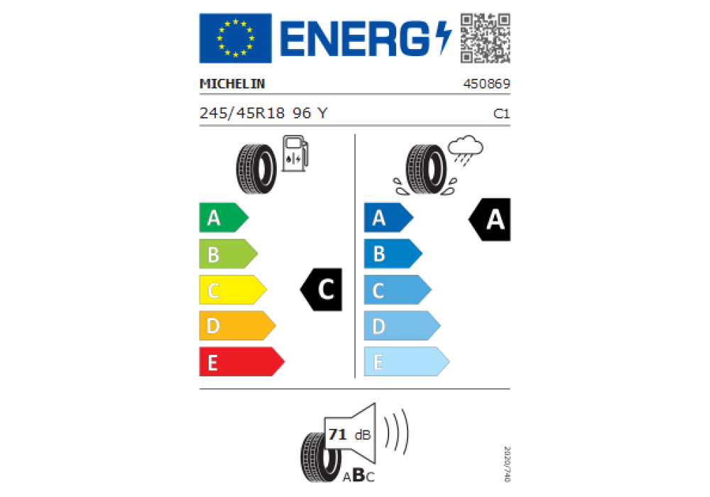 MICHELIN 245/45R18 PRIMACY 3 96Y GRNX AO