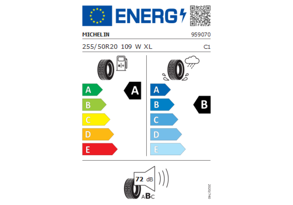 MICHELIN 255/50R20 PILOT SPORT EV 109W TLLN XL