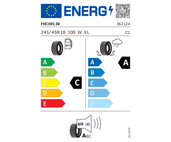 MICHELIN 245/45R18 PRIMACY 3 100W VOL GRNX XL