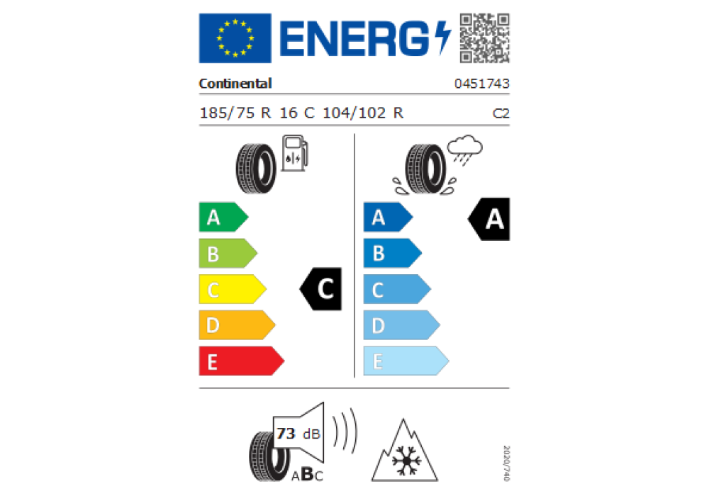CONTINENTAL 185/75R16 VANCONTACT FOUR SEASON 104/102R 8 TL 3PMSF