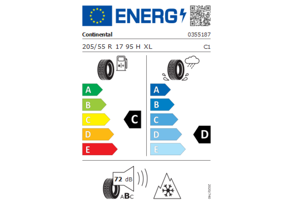 CONTINENTAL 205/55R17 CONTI WINTER CONTACT TS830P 95H XL TL