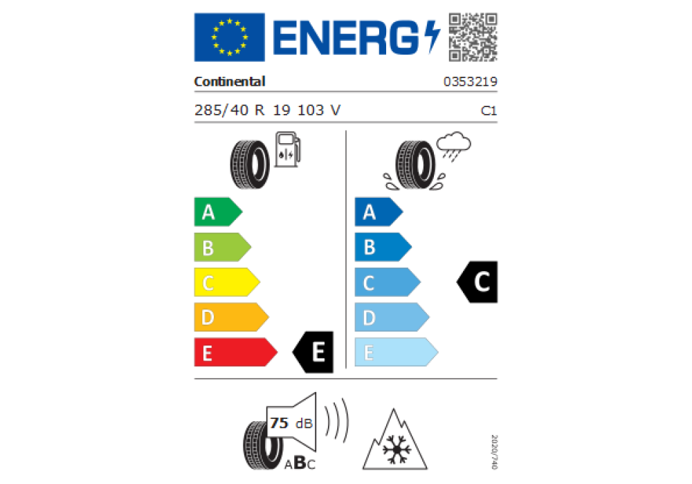 CONTINENTAL 285/40R19 CONTI WINTER CONTACT TS830P 103V FR TL