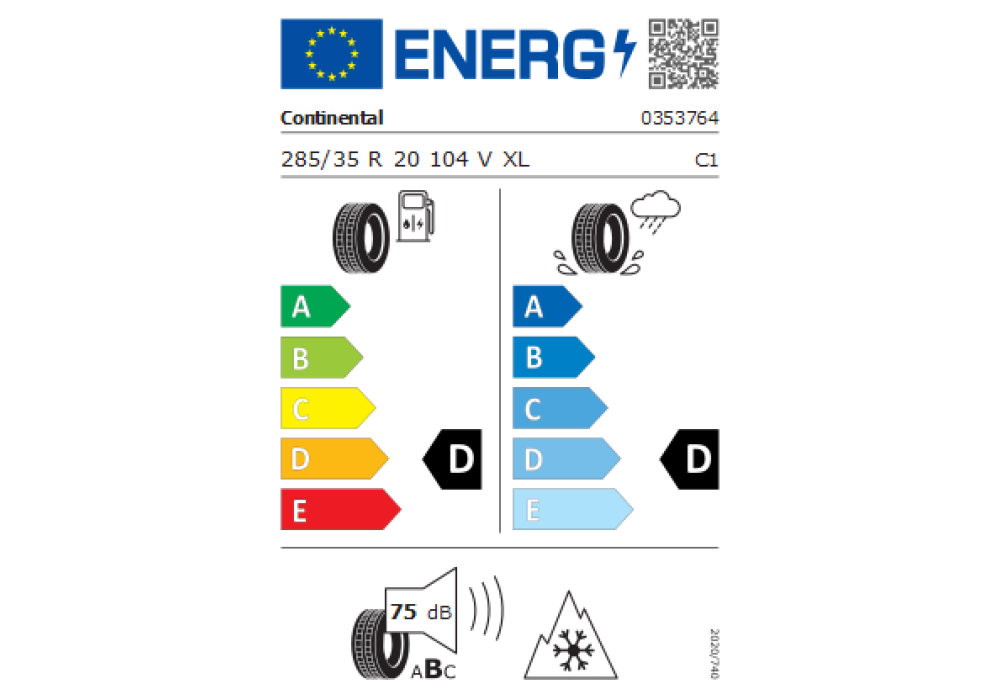 CONTINENTAL 285/35R20 CONTI WINTER CONTACT TS830P 104V XL FR TL