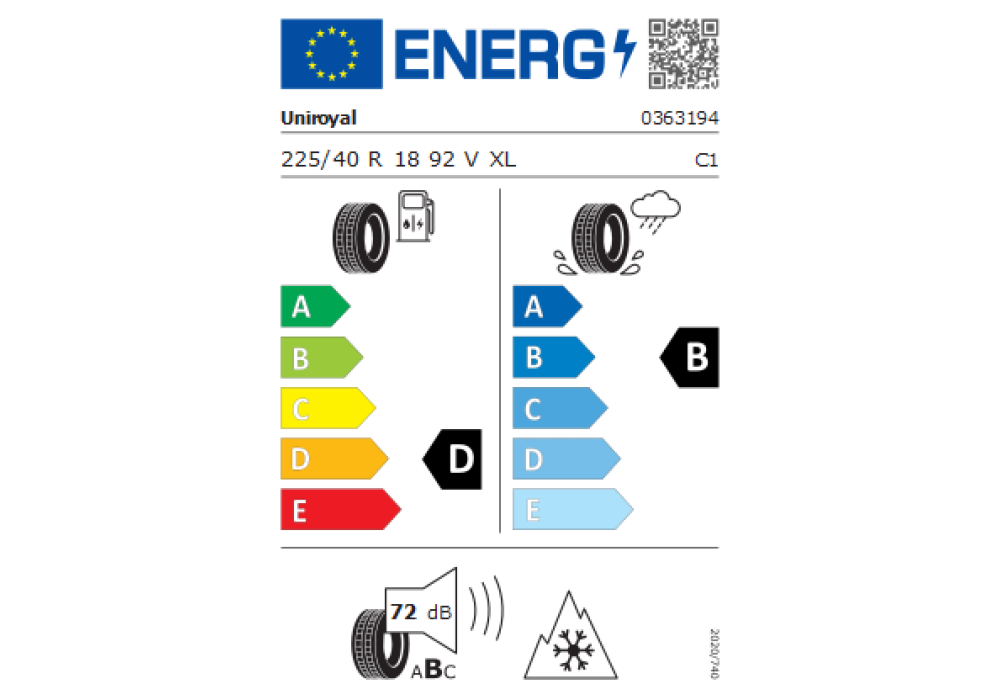 UNIROYAL 225/40R18 WINTER EXPERT 92V XL FR 3PMSFTL