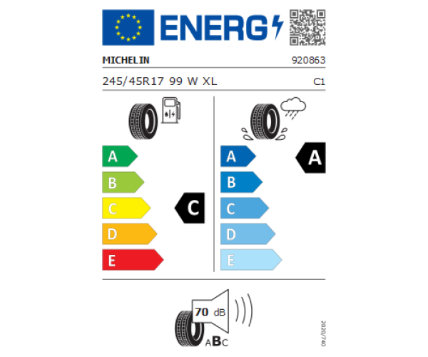 MICHELIN 245/45R17 PRIMACY 4+ 99W XL